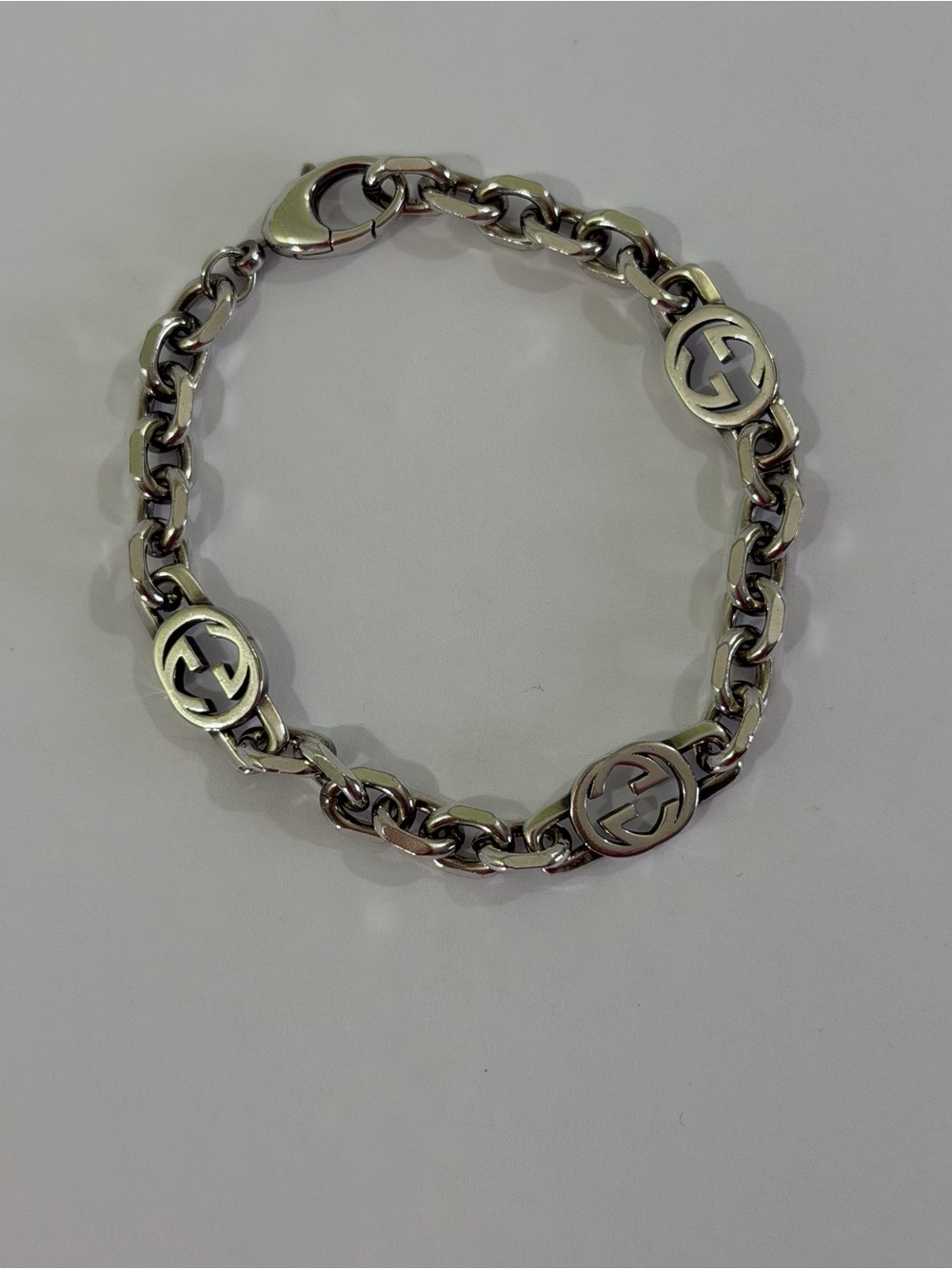 Gucci Interlocking G Sterling Silver Chain Bracelet
